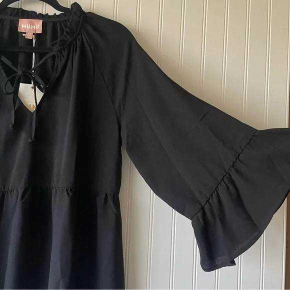 NWT Show Me Your Mumu Viola Tiered Mini Dress Women's XS Black Draped Flowy Boho - Picture 9 of 15